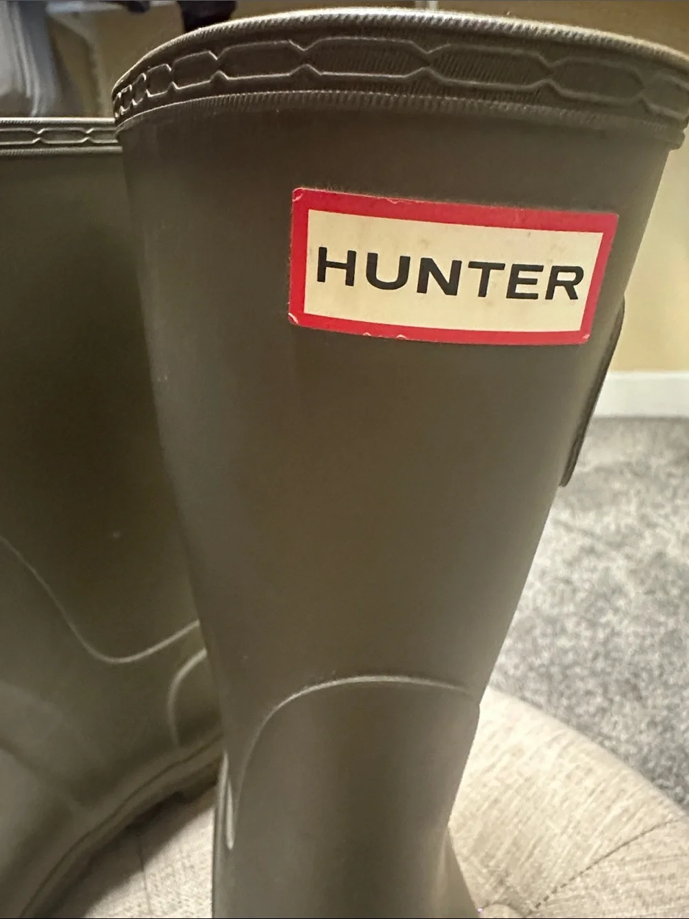 Hunter Rubber Mid-Calf Rain Boots in Olive Green